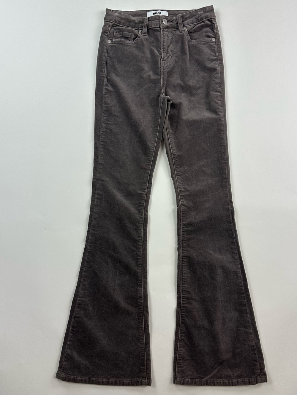 mica Los Angeles Stretch Velour Flare Jeans Gray Size 27